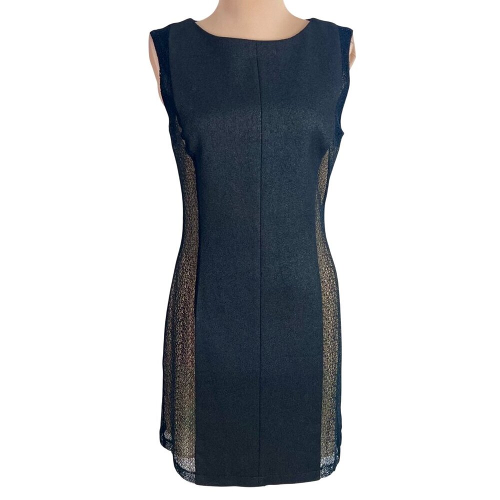 Rag & Bone Black Tweed & Mesh Mini Sheath Dress 6 Classic Exposed Full Back Zip - Picture 2 of 9